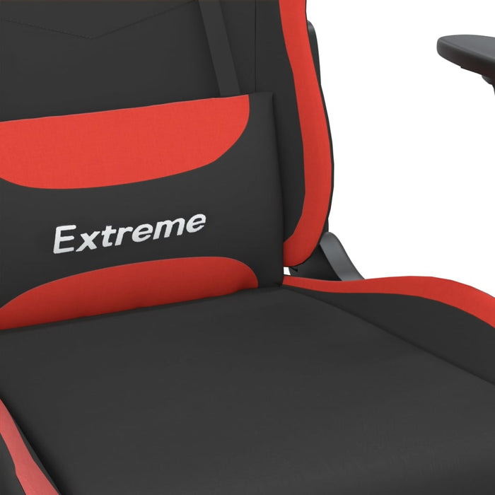 Scaun de gaming cu masaj/suport picioare, negru și roșu, textil WALTI