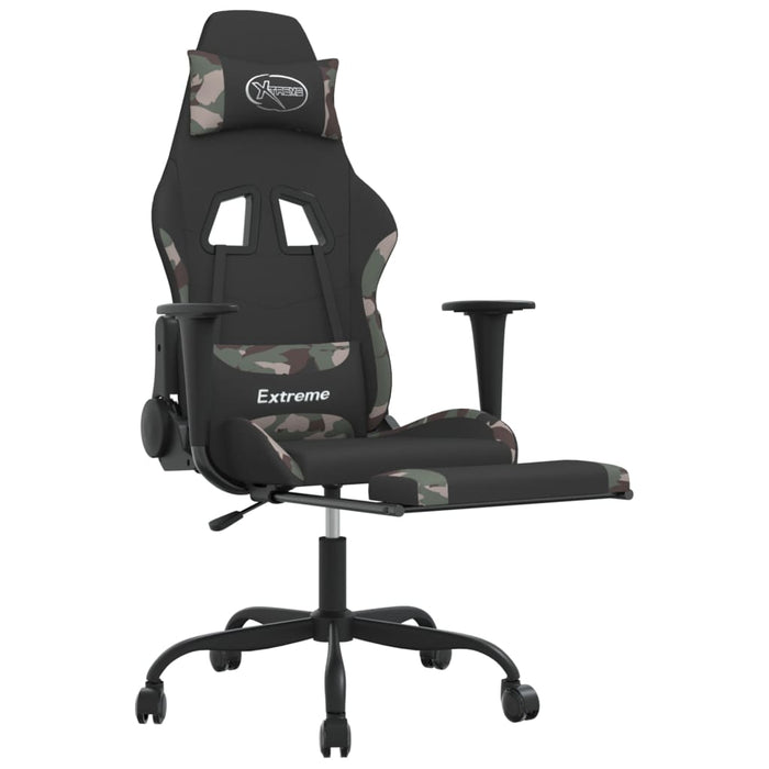 Scaun de gaming cu suport picioare, negru și camuflaj, textil - WALTI WALTI