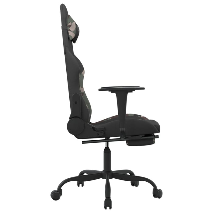 Scaun de gaming cu suport picioare, negru și camuflaj, textil - WALTI WALTI