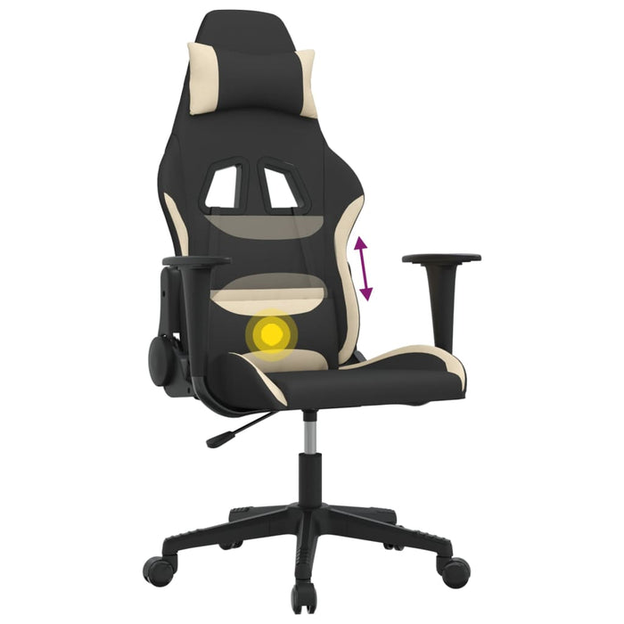 Scaun de gaming cu masaj, negru și crem, material textil - WALTI WALTI