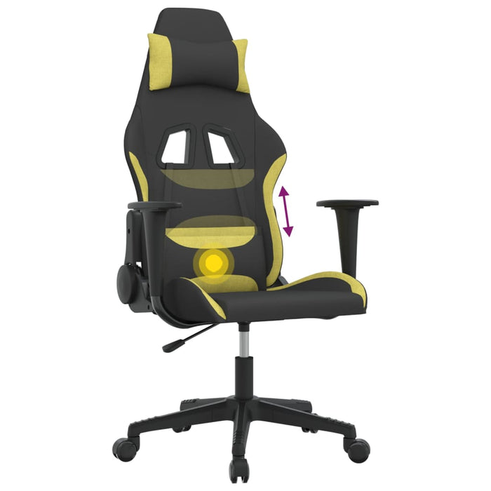 Scaun de gaming cu masaj, negru și verde deschis, textil - WALTI WALTI