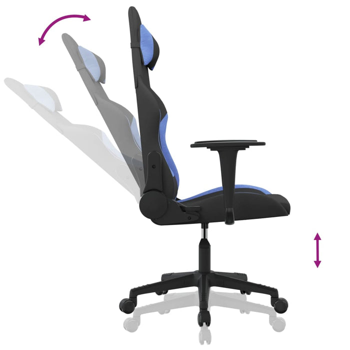 Scaun de gaming cu masaj, negru și albastru, material textil - WALTI WALTI