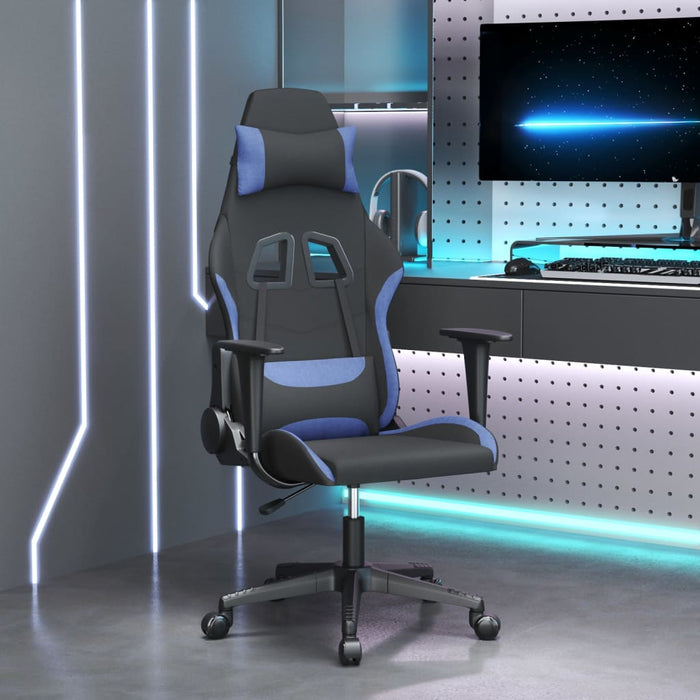 Scaun de gaming cu masaj, negru și albastru, material textil - WALTI WALTI