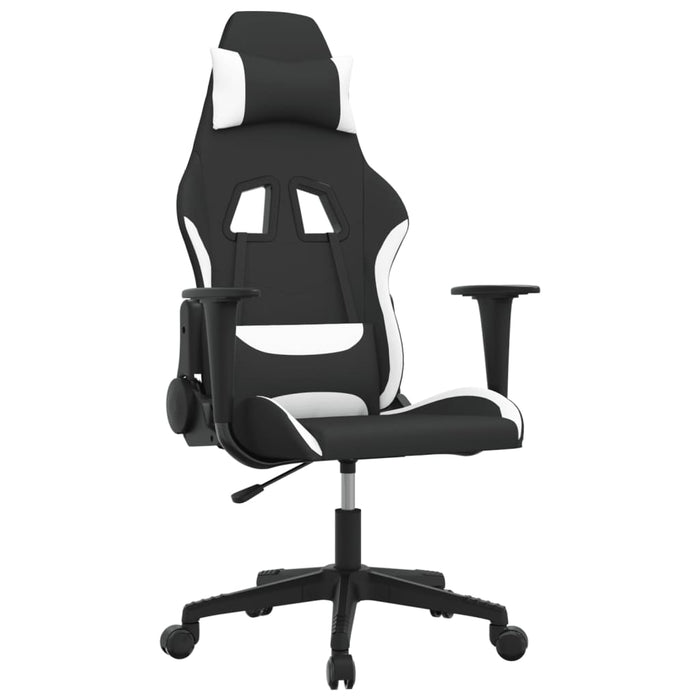 Scaun de gaming cu masaj, negru și alb, material textil - WALTI WALTI