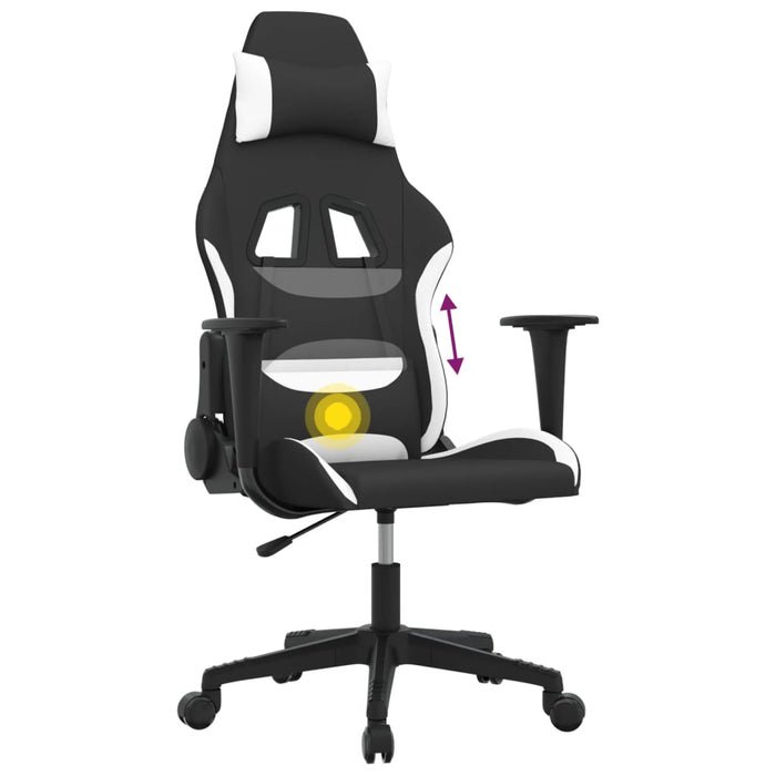 Scaun de gaming cu masaj, negru și alb, material textil - WALTI WALTI