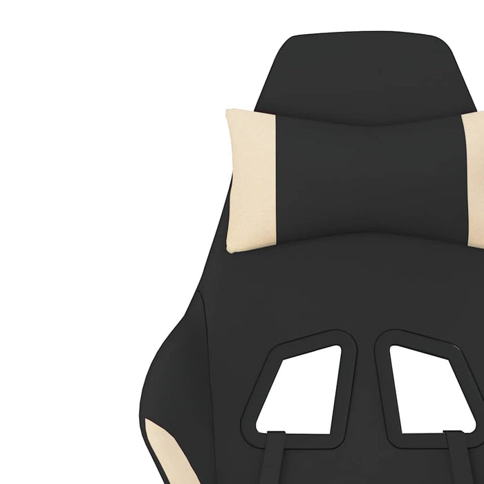 Scaun de gaming cu masaj/suport picioare, negru și crem, textil WALTI