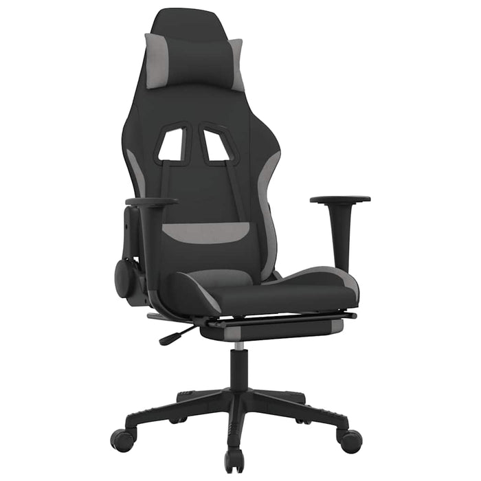 Scaun gaming cu masaj/suport picioare, negru/gri deschis textil - WALTI WALTI