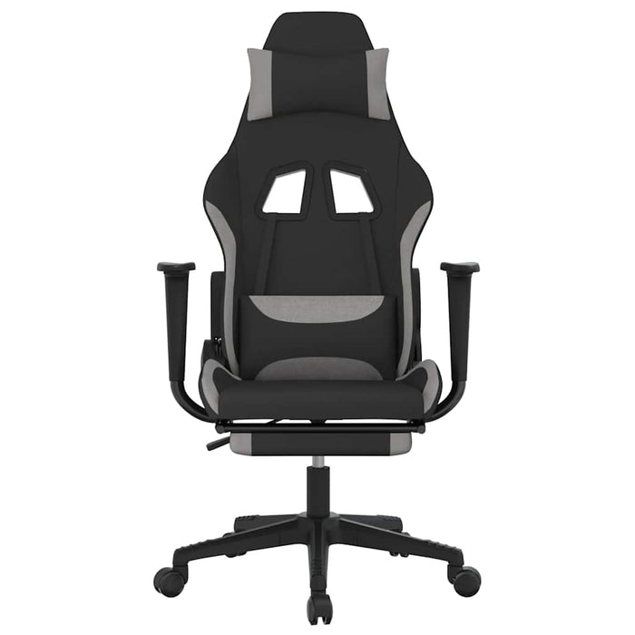Scaun gaming cu masaj/suport picioare, negru/gri deschis textil - WALTI WALTI