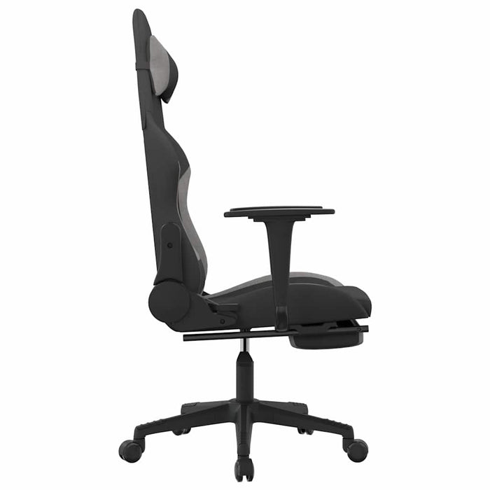 Scaun gaming cu masaj/suport picioare, negru/gri deschis textil - WALTI WALTI