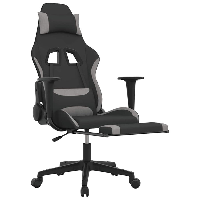 Scaun gaming cu masaj/suport picioare, negru/gri deschis textil - WALTI WALTI