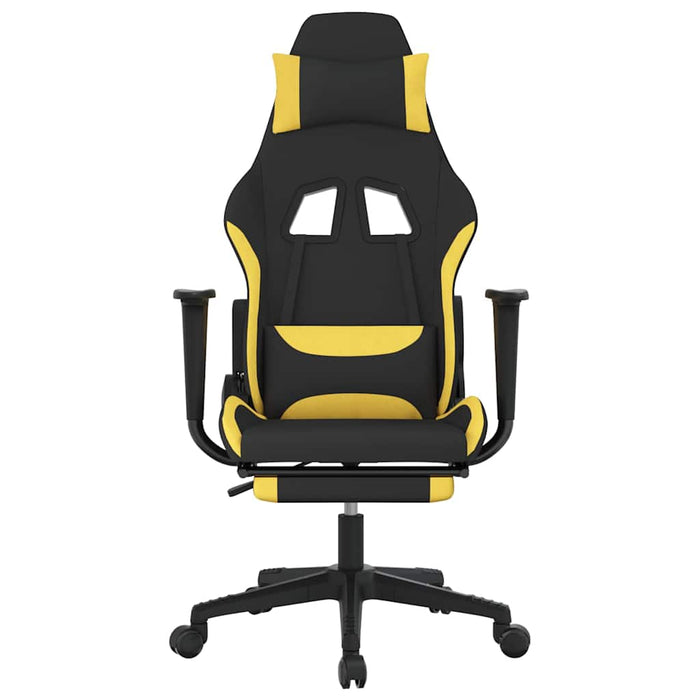 Scaun de gaming cu masaj/suport picioare, negru/galben, textil - WALTI WALTI
