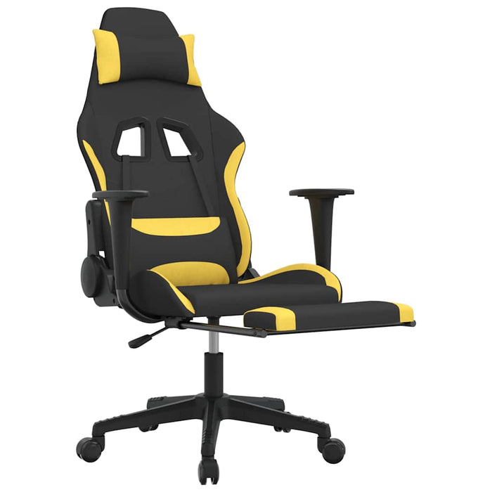 Scaun de gaming cu masaj/suport picioare, negru/galben, textil - WALTI WALTI