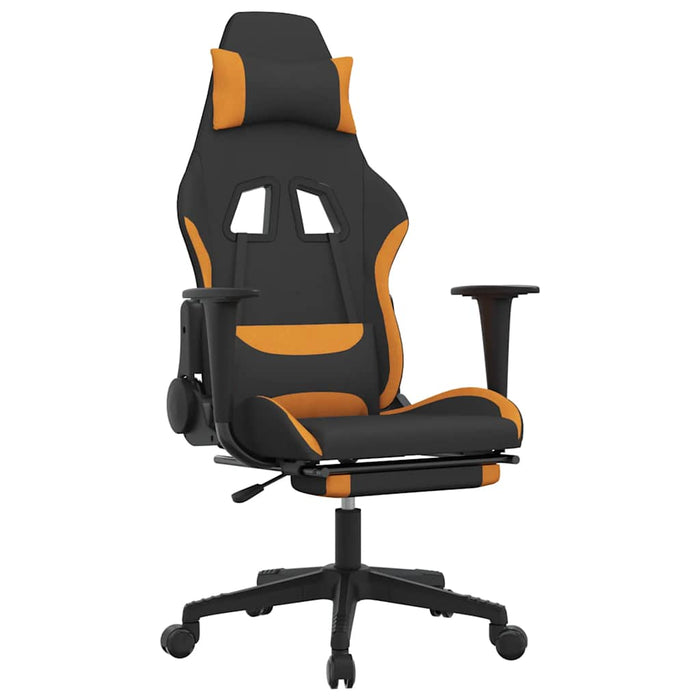Scaun de gaming cu masaj/suport picioare, negru / oranj, textil - WALTI WALTI