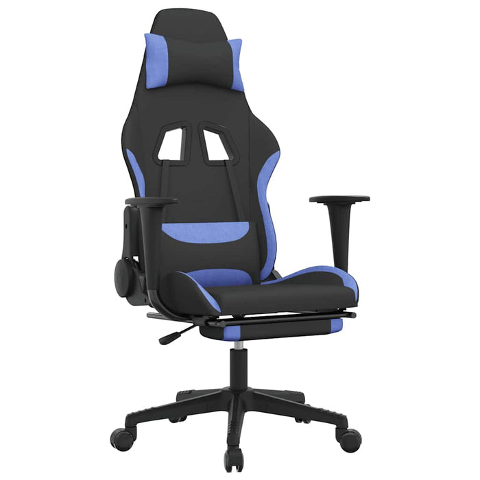Scaun de gaming cu masaj/suport picioare, negru/albastru textil - WALTI WALTI