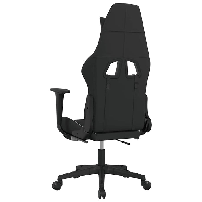 Scaun de gaming cu masaj/suport picioare, negru și alb, textil WALTI