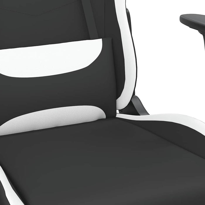 Scaun de gaming cu masaj/suport picioare, negru și alb, textil WALTI