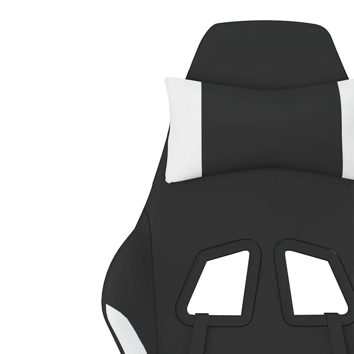 Scaun de gaming cu masaj/suport picioare, negru și alb, textil WALTI