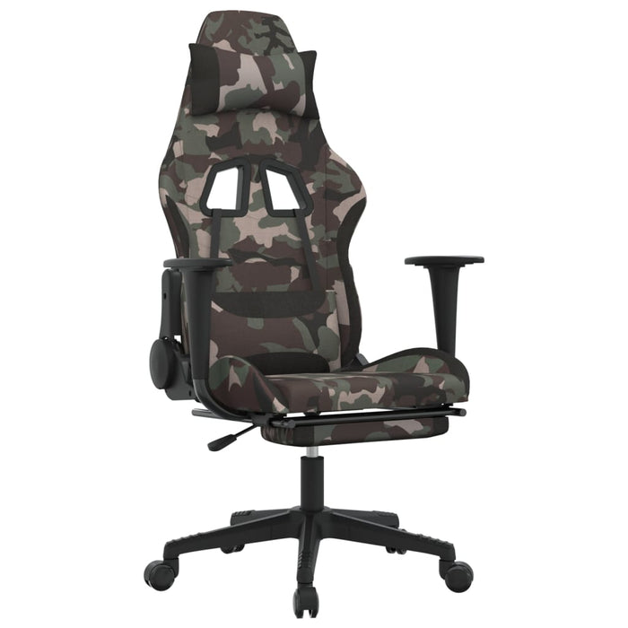 Scaun de gaming cu suport picioare, negru și camuflaj, textil - WALTI WALTI