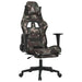 Scaun de gaming cu suport picioare, negru și camuflaj, textil - WALTI WALTI