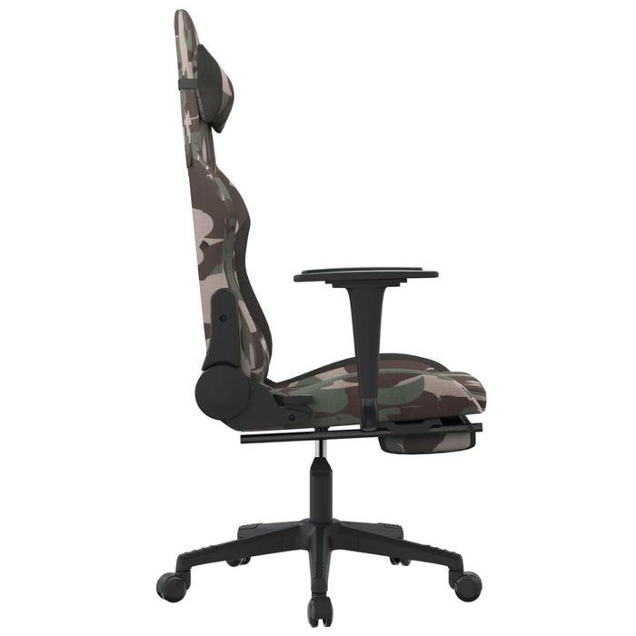 Scaun de gaming cu suport picioare, negru și camuflaj, textil - WALTI WALTI