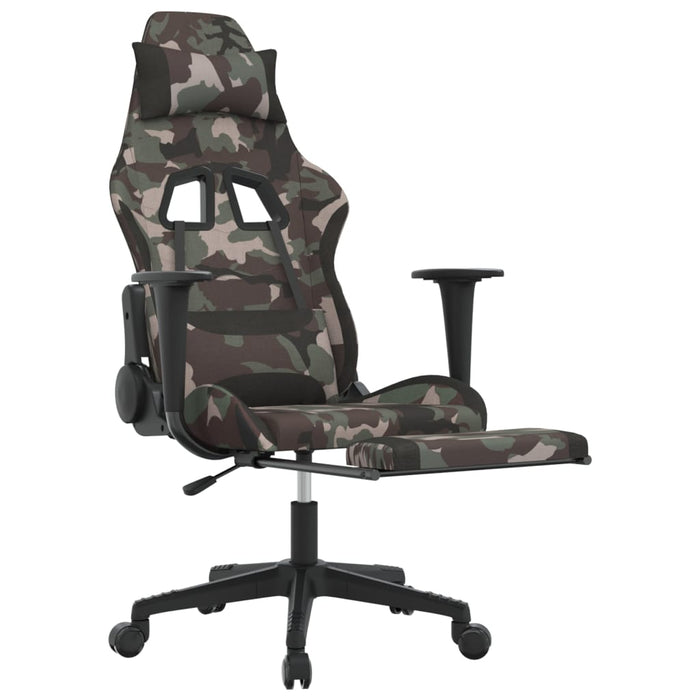 Scaun de gaming cu suport picioare, negru și camuflaj, textil - WALTI WALTI