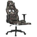 Scaun de gaming cu suport picioare, negru și camuflaj, textil - WALTI WALTI