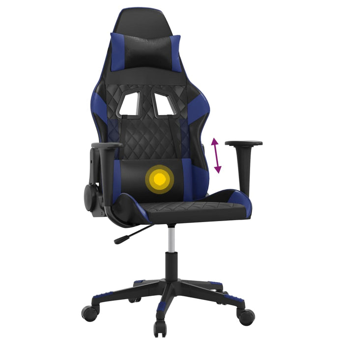 Scaun de gaming de masaj, negru și albastru, piele ecologică - WALTI WALTI