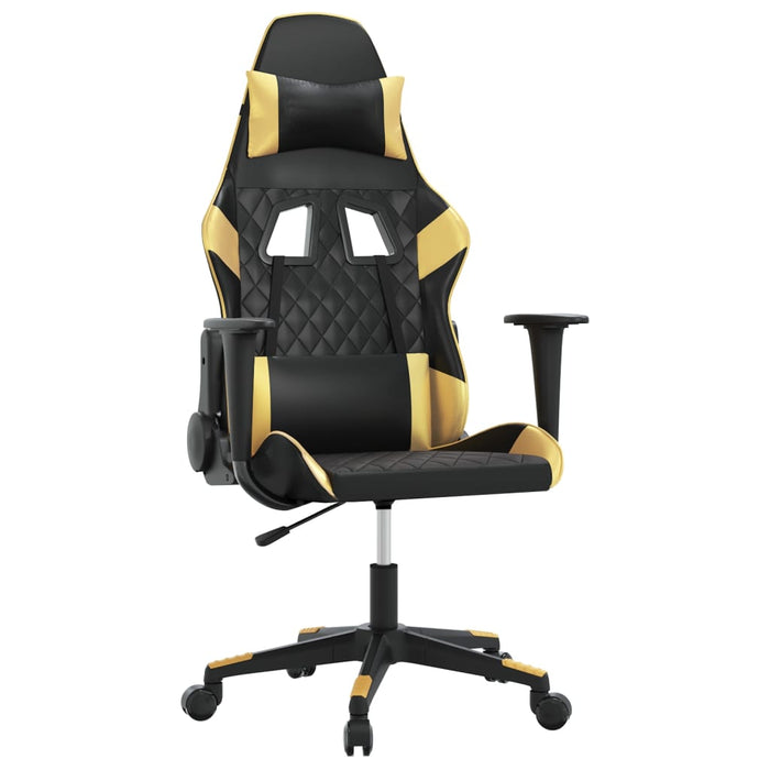 Scaun de gaming de masaj, negru și auriu, piele ecologică - WALTI WALTI