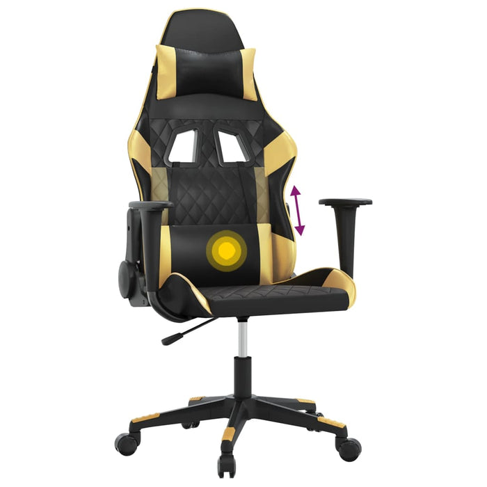 Scaun de gaming de masaj, negru și auriu, piele ecologică - WALTI WALTI