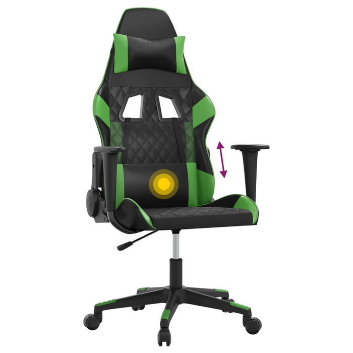 Scaun de gaming de masaj, negru și verde, piele ecologică - WALTI WALTI