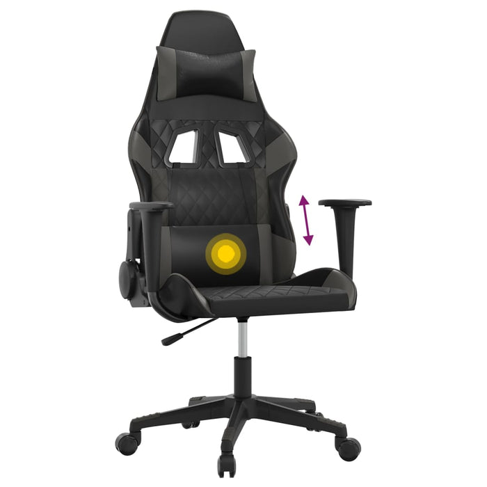 Scaun de gaming de masaj, negru și gri, piele ecologică - WALTI WALTI