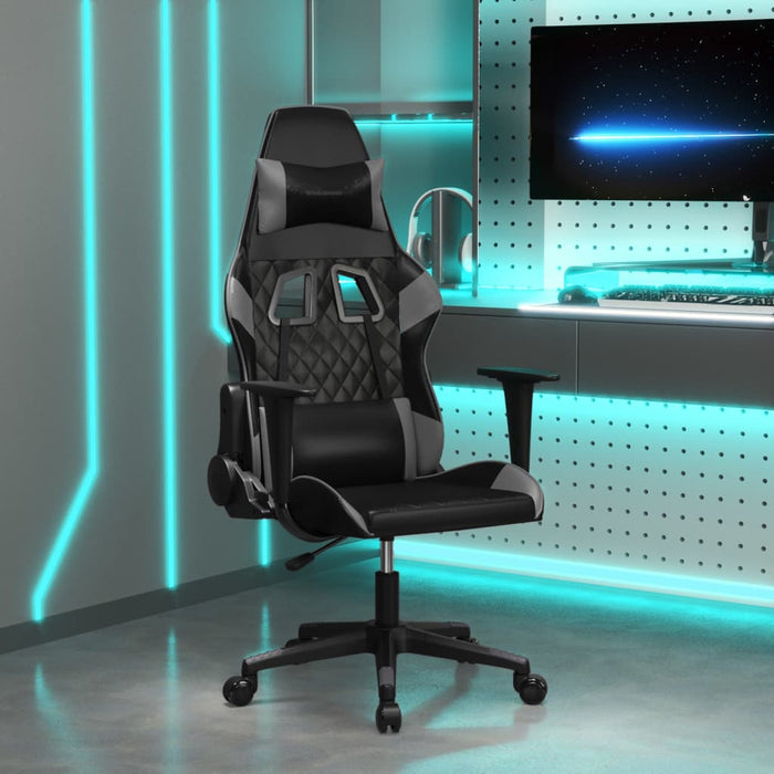 Scaun de gaming de masaj, negru și gri, piele ecologică - WALTI WALTI