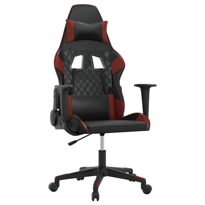 Scaun de gaming de masaj, negru și roșu vin, piele ecologică - WALTI WALTI