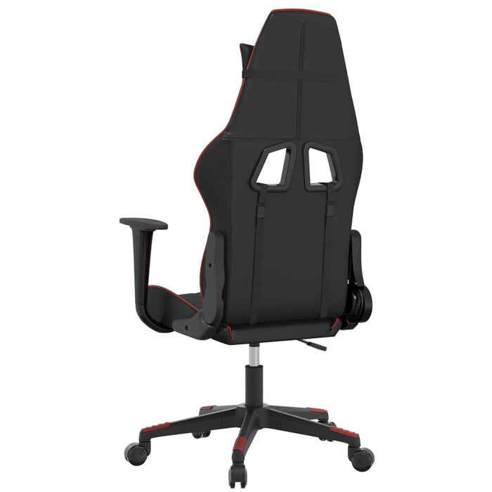 Scaun de gaming de masaj, negru și roșu vin, piele ecologică - WALTI WALTI