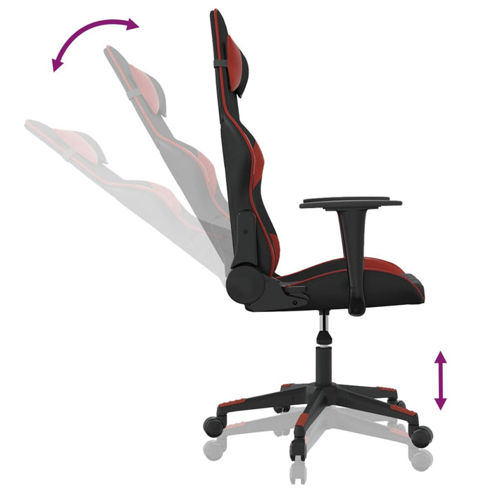 Scaun de gaming de masaj, negru și roșu vin, piele ecologică - WALTI WALTI