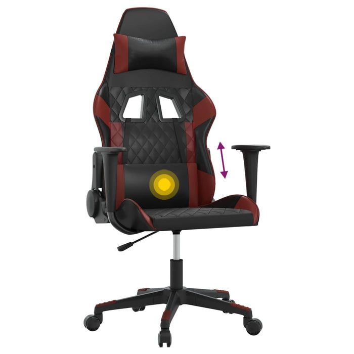 Scaun de gaming de masaj, negru și roșu vin, piele ecologică - WALTI WALTI