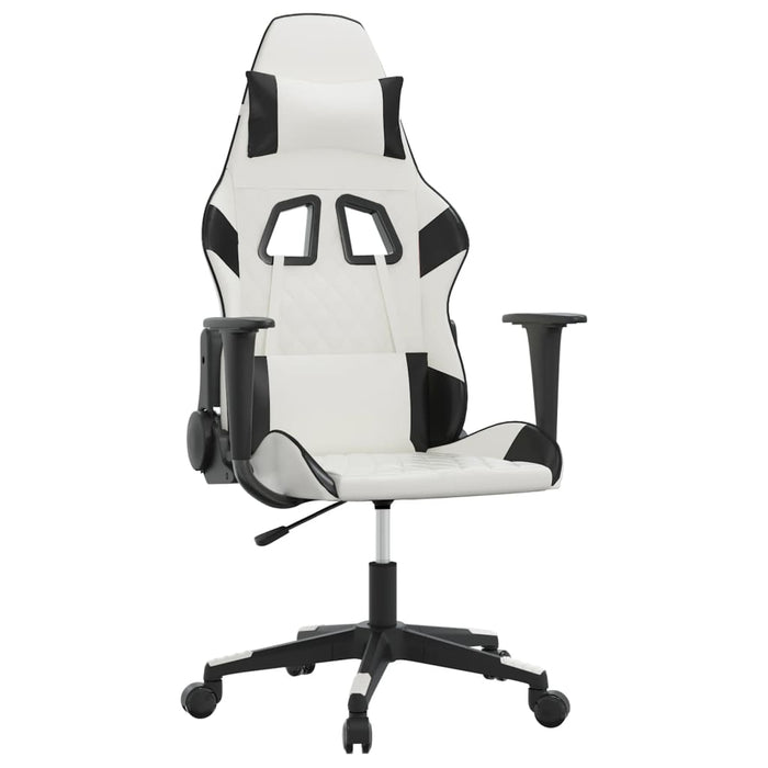 Scaun de gaming de masaj, alb și negru, piele ecologică - WALTI WALTI