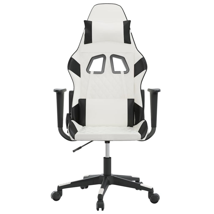 Scaun de gaming de masaj, alb și negru, piele ecologică - WALTI WALTI
