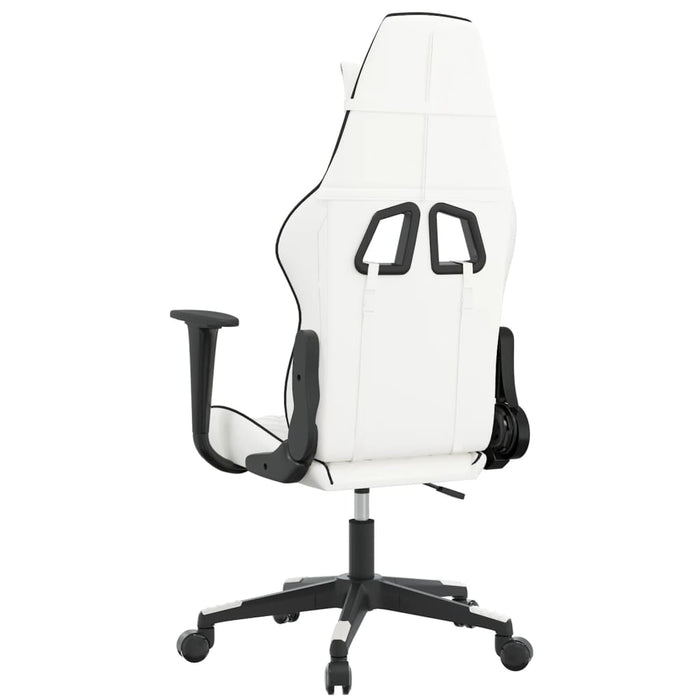 Scaun de gaming de masaj, alb și negru, piele ecologică - WALTI WALTI