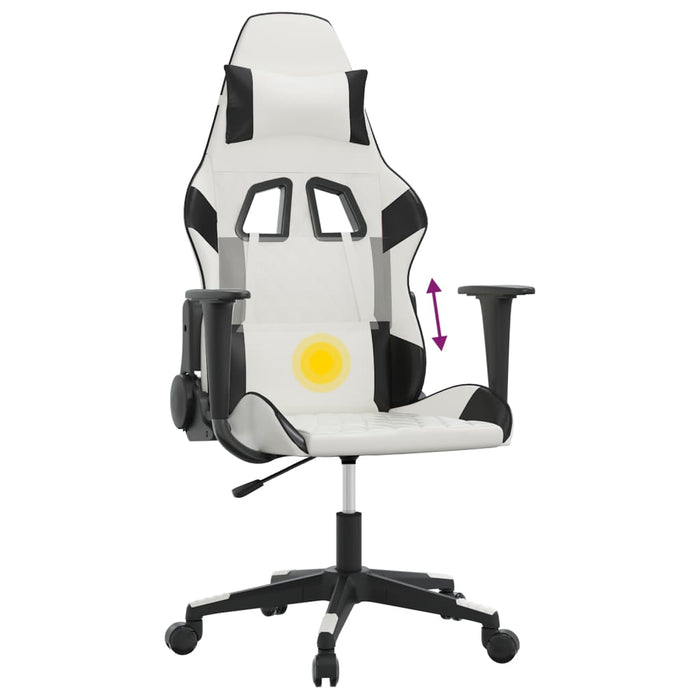 Scaun de gaming de masaj, alb și negru, piele ecologică - WALTI WALTI
