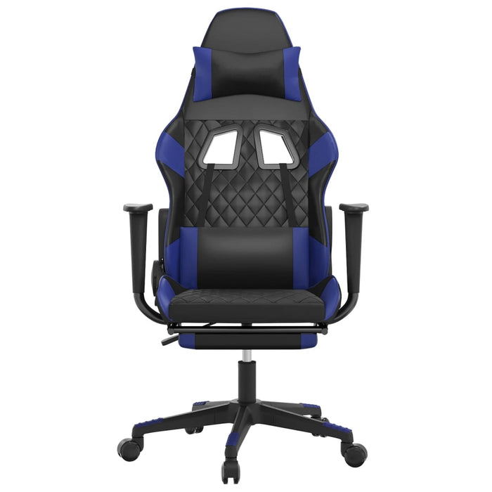 Scaun de gaming masaj/suport picioare negru/albastru piele eco - WALTI WALTI