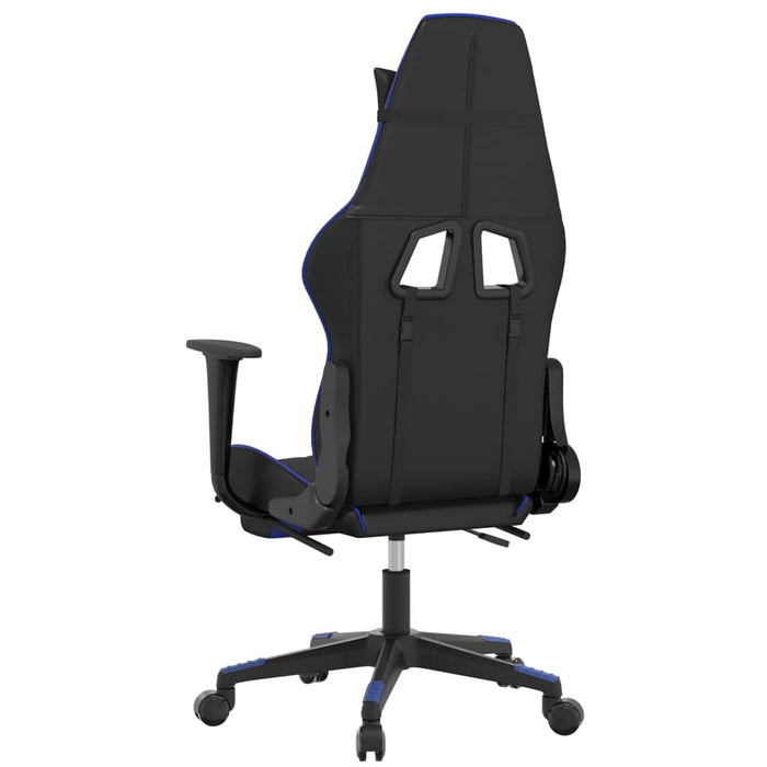 Scaun de gaming masaj/suport picioare negru/albastru piele eco - WALTI WALTI