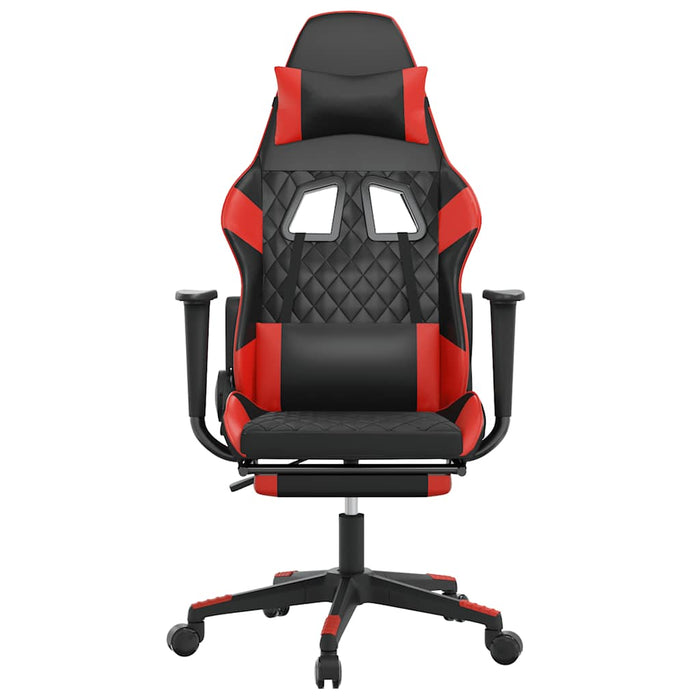 Scaun de gaming cu masaj/suport picioare, negru/roșu, piele eco - WALTI WALTI