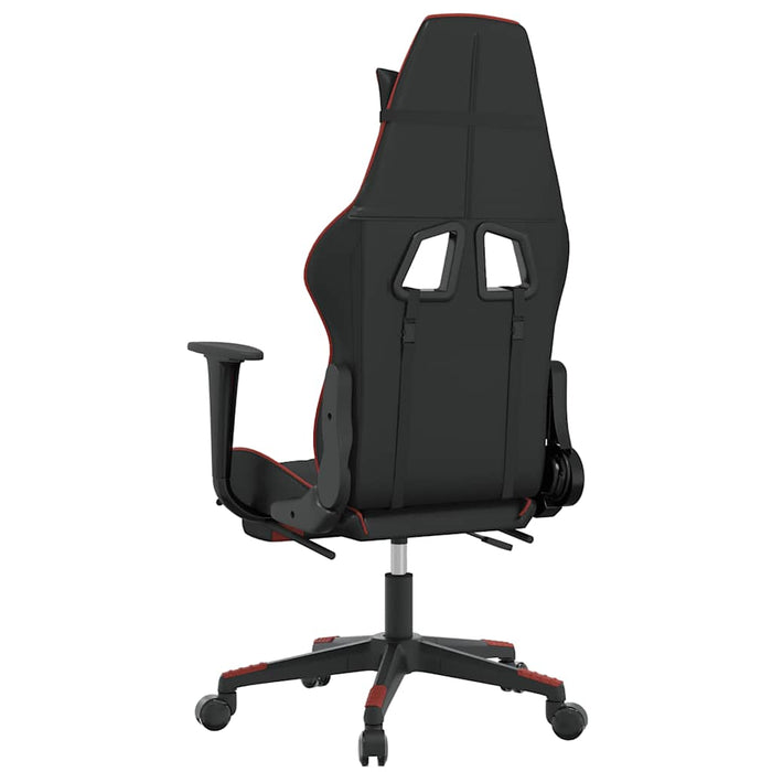 Scaun de gaming cu masaj/suport picioare, negru/roșu, piele eco - WALTI WALTI