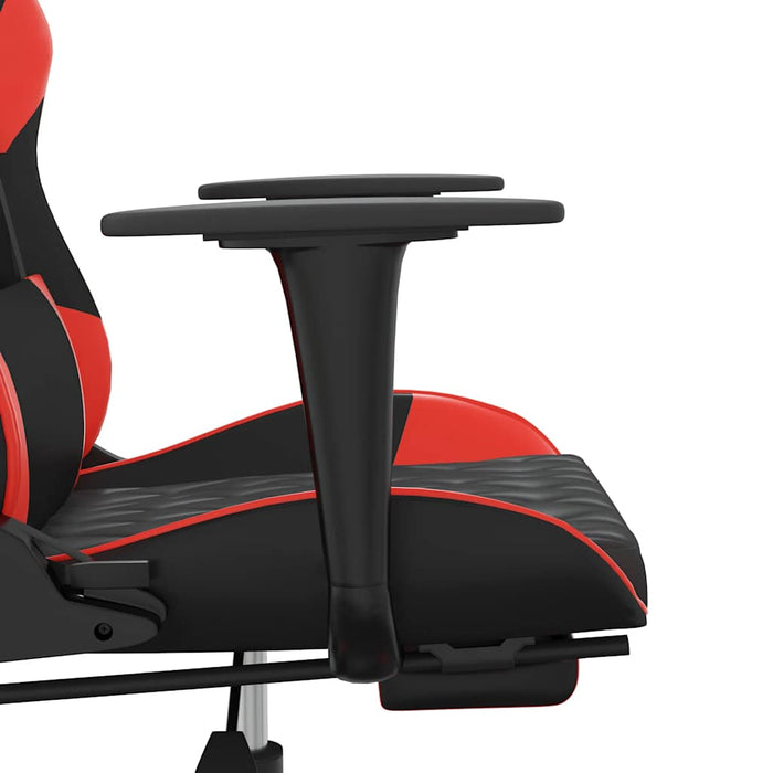 Scaun de gaming cu masaj/suport picioare, negru/roșu, piele eco - WALTI WALTI