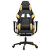 Scaun de gaming cu masaj/suport picioare negru/auriu piele eco - WALTI WALTI