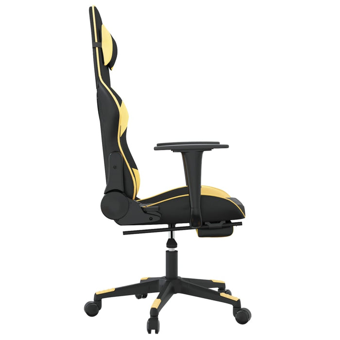 Scaun de gaming cu masaj/suport picioare negru/auriu piele eco - WALTI WALTI