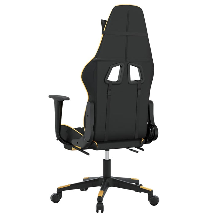 Scaun de gaming cu masaj/suport picioare negru/auriu piele eco - WALTI WALTI