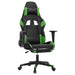Scaun gaming de masaj/suport picioare, negru/verde, piele eco - WALTI WALTI