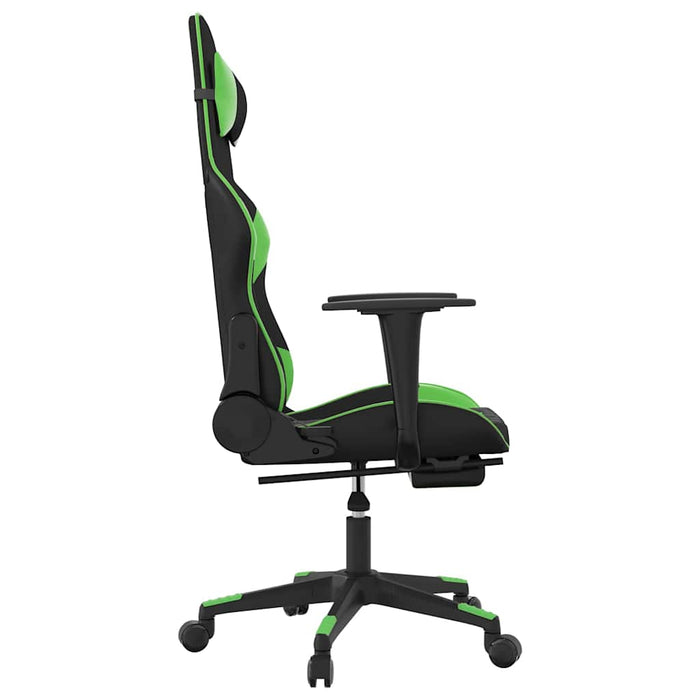 Scaun gaming de masaj/suport picioare, negru/verde, piele eco - WALTI WALTI